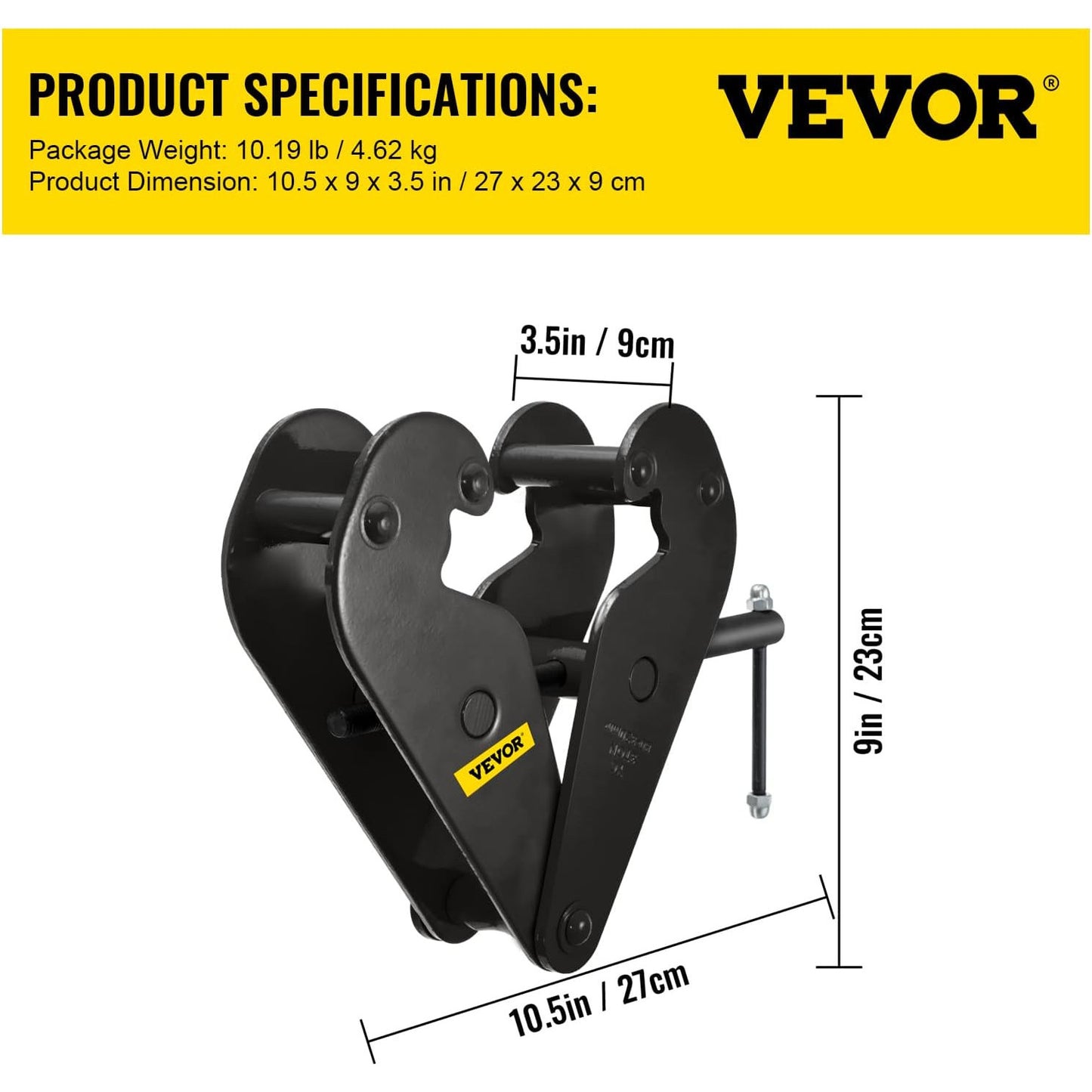VEVOR 1 Ton Capacity I Beam Clamp For Rigging Heavy Duty Steel Lifting