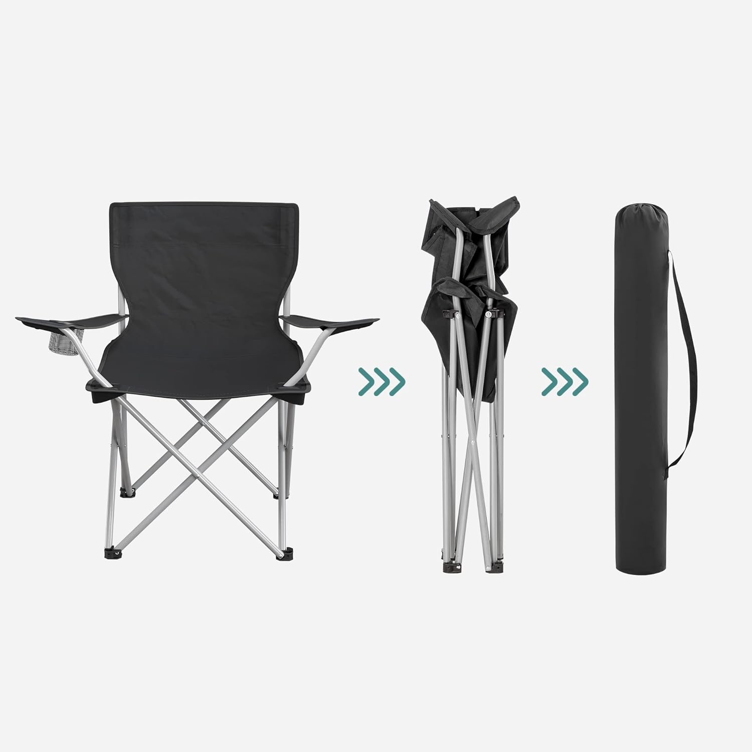 SONGMICS Portable Folding Camping Chair Set with Armrests