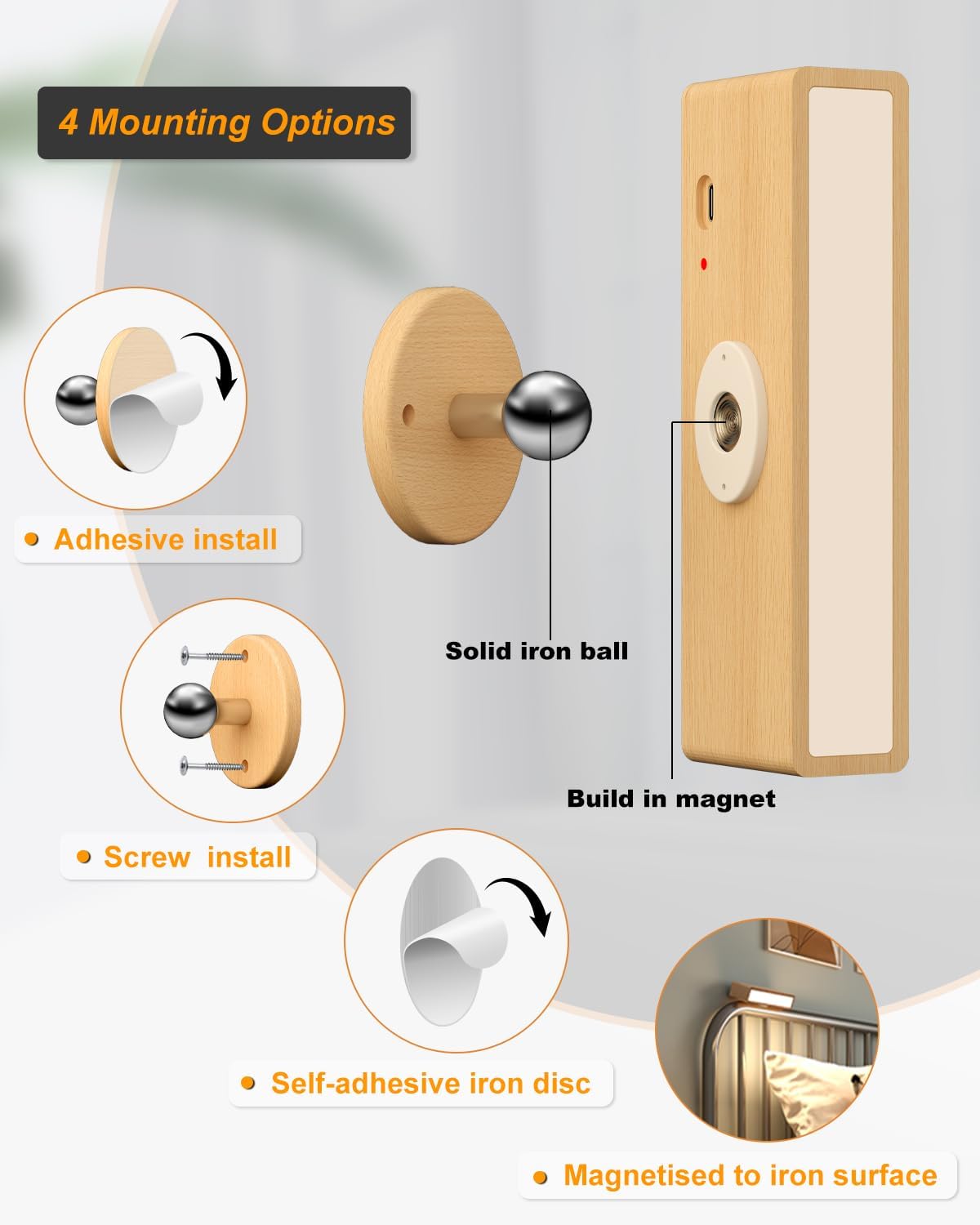 Rechargeable Cordless LED Wall Sconce with Touch Control 2 Pack
