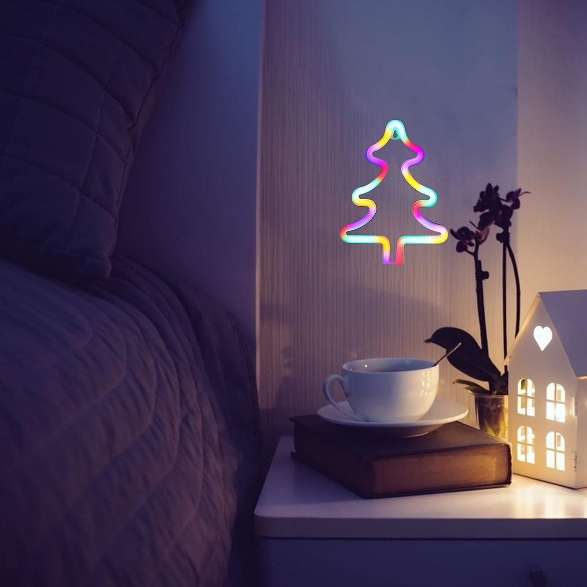 LED Neon Light Colorful Christmas Tree Sign Decoration