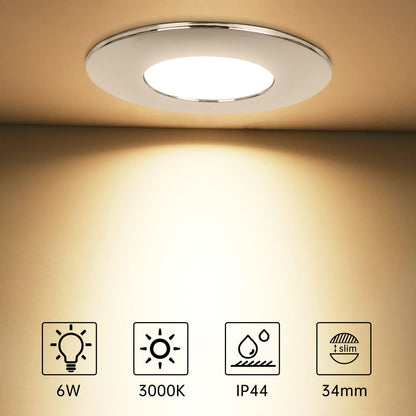 Kimjo 6W Warm White LED Recessed Ceiling Light 6-Pack