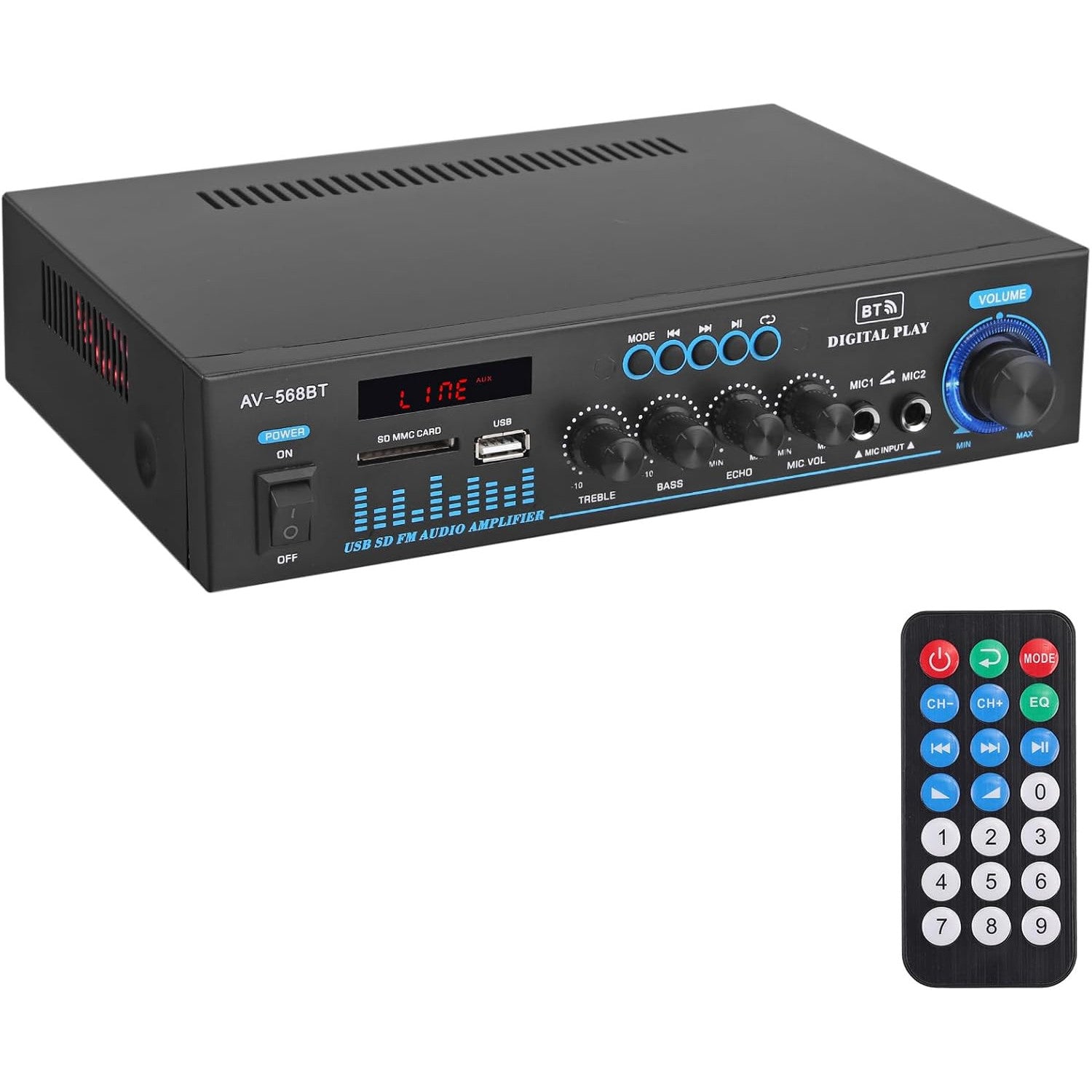 LiNKFOR 50W Dual Channel Bluetooth Stereo Amplifier with Remote