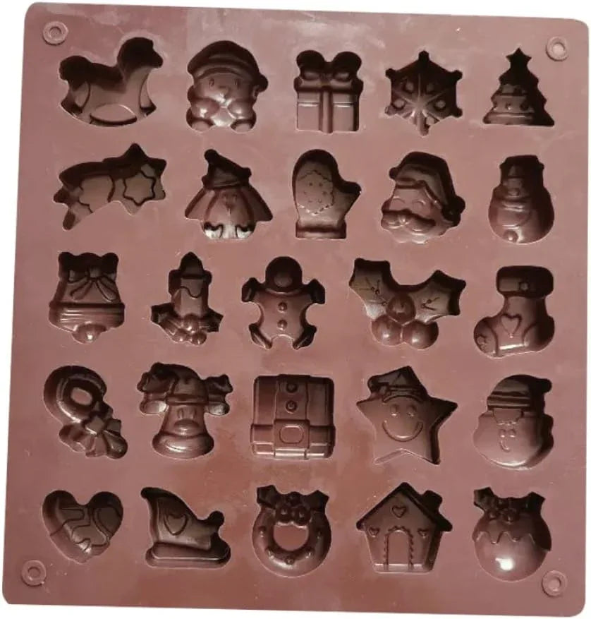 25-Cavity Christmas Silicone Chocolate Mould – Non-Stick Baking Tray - Gomix Brands Outlet