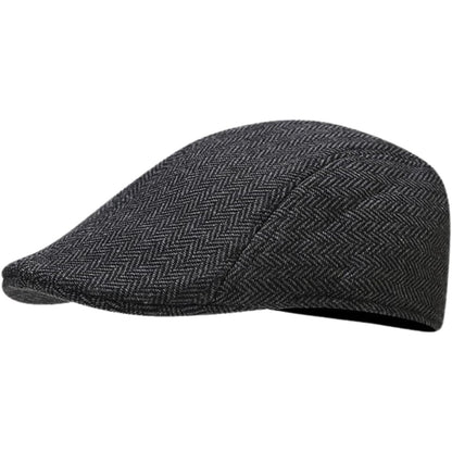 Classic Herringbone Plaid Flat Cap – Unisex Newsboy Hat
