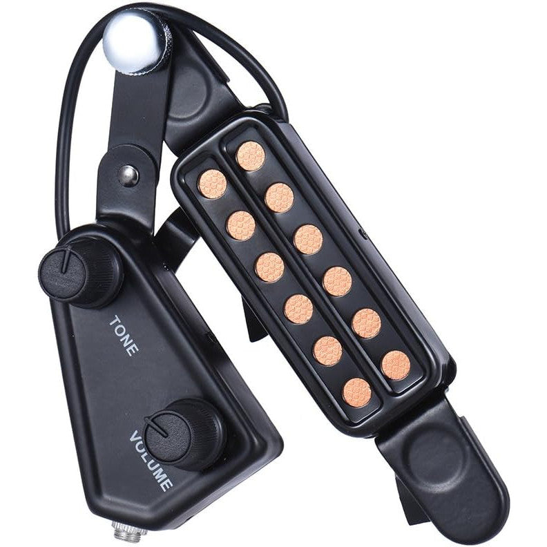 12‑Hole Acoustic Guitar Pickup with Magnetic Transducer and Volume Controller