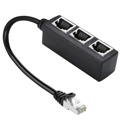 HRIOEKAX RJ45 Ethernet Splitter Cable 1 Male to 3 Female LAN Adapter Black