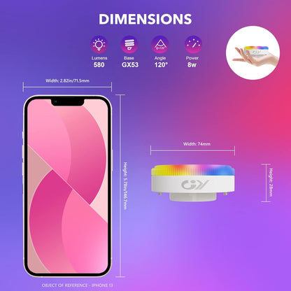 GY Alexa Smart GX53 Wi‑Fi LED Lamp 16M Colors