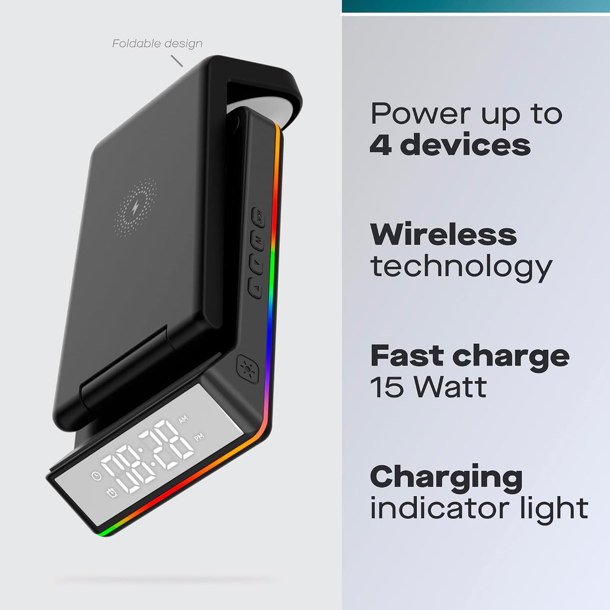 Daewoo 5024996976977 Foldable Wireless Charger Stand for Apple Samsung