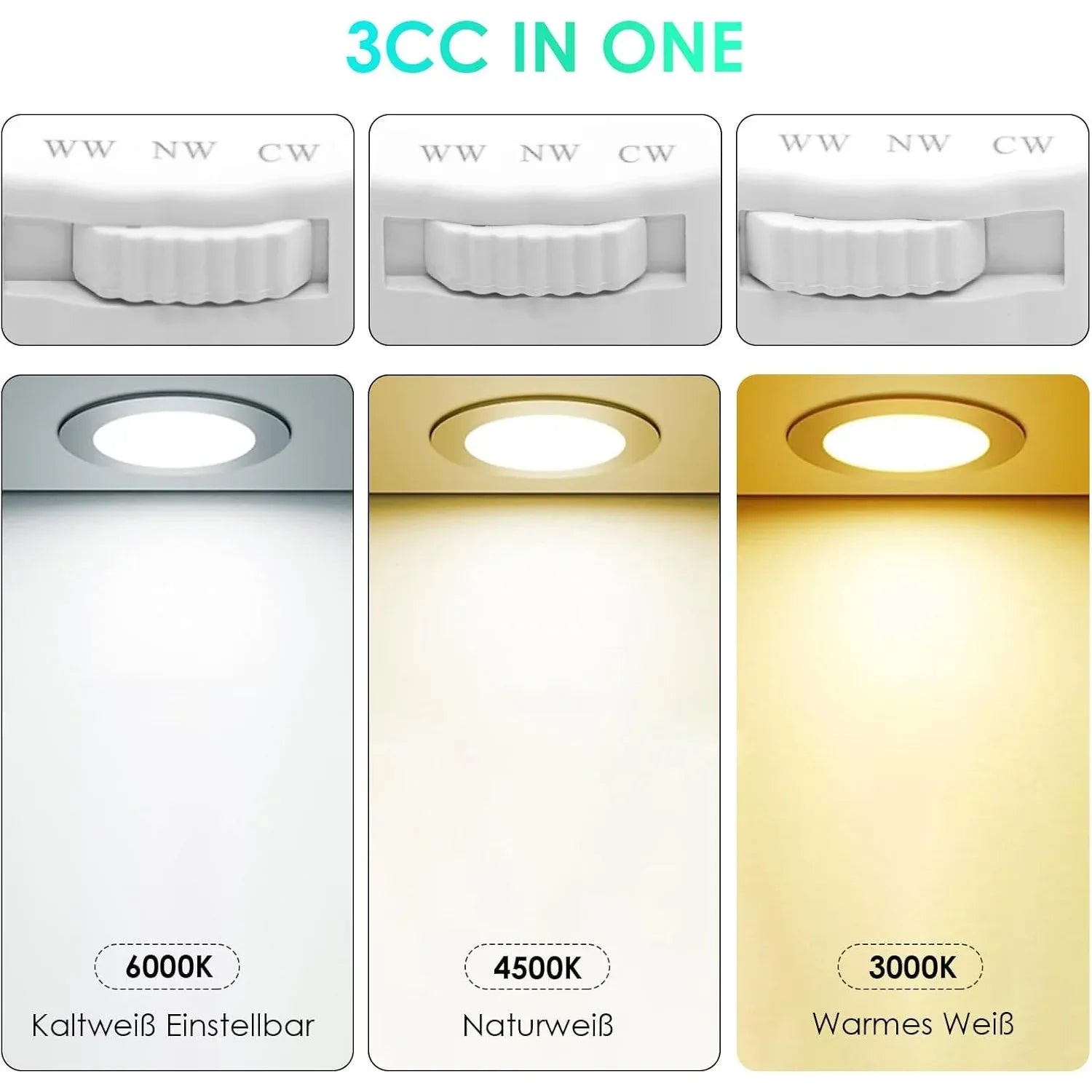 Asstikoo Ultra Flat 7W Dimmable LED Recessed Spotlight Warm White, Neutral White & Cold White, IP44 Waterproof for Bathroom & Living Room - Gomix Brands Outlet