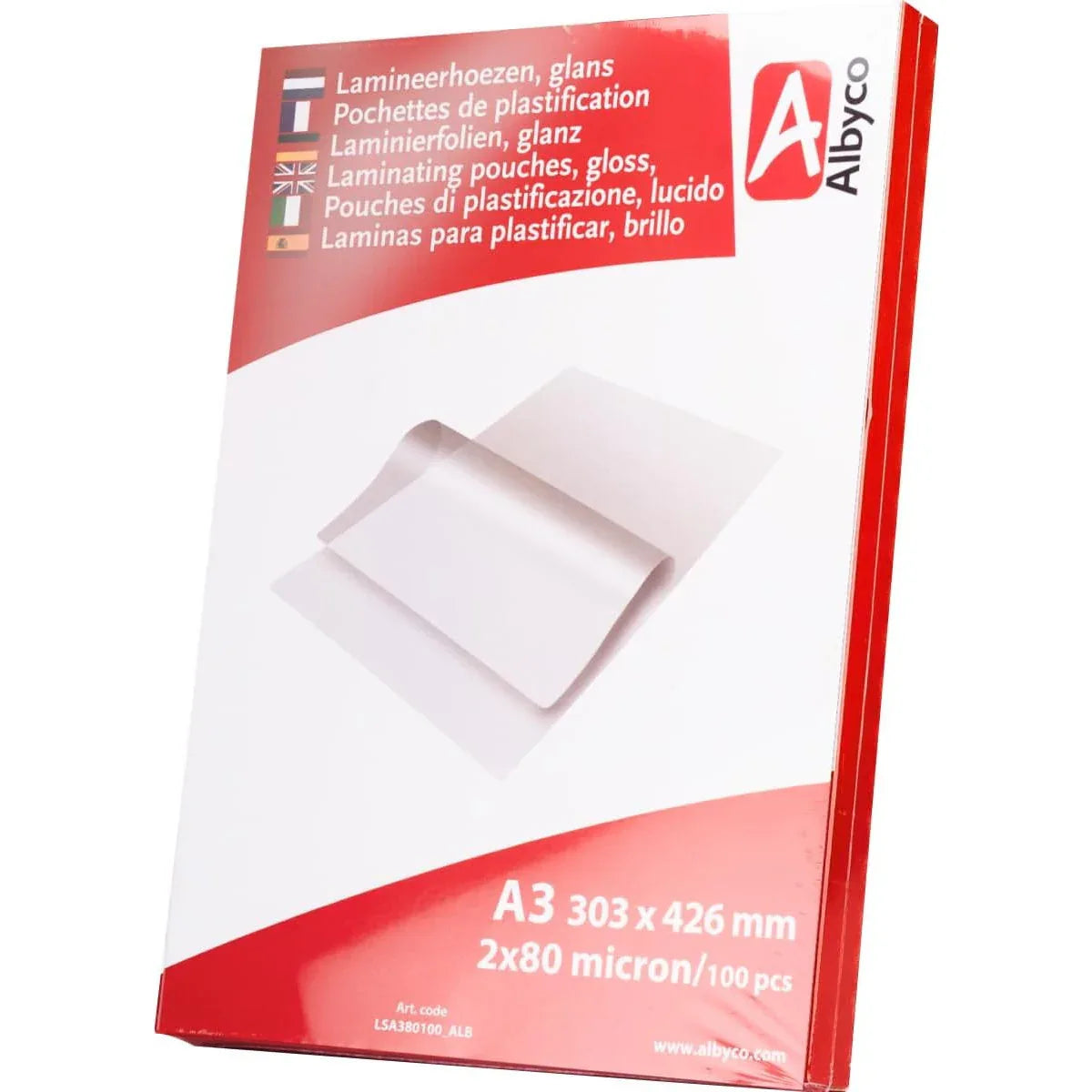 Albyco A3 Glossy Laminating Pouches 160 Micron Pack of 100 - Gomix Brands Outlet