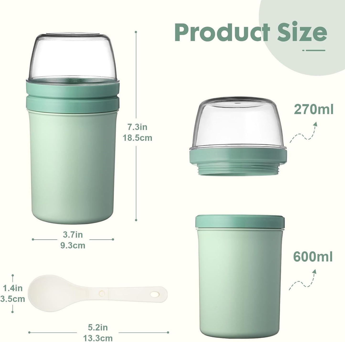 Mitsemmo Dual-Compartment Leakproof Portable BPA-Free Travel Snack Container