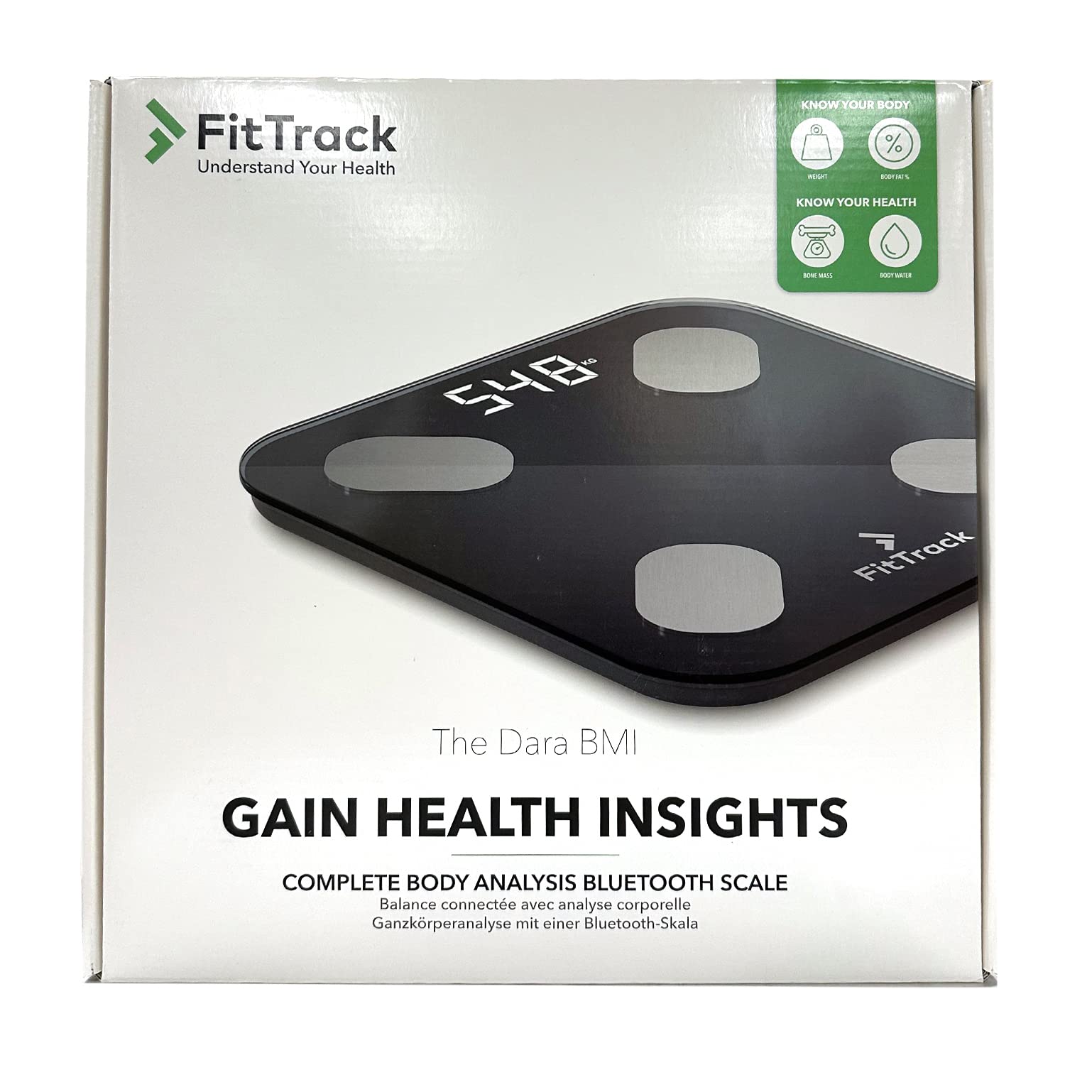 FitTrack Dara Smart BMI Digital Scale - Black Bluetooth Body Composition