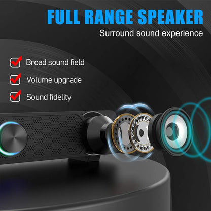 USB Powered PC Soundbar Gaming Speaker with LED Lighting