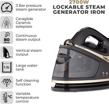 Tower CeraGlide T22023GLD Steam Generator Iron 2700W