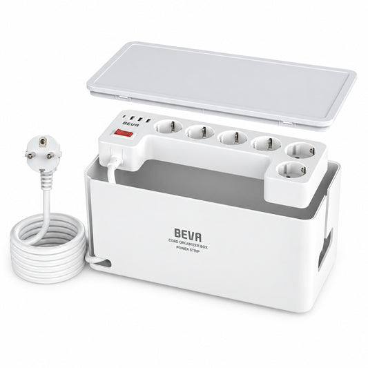 BEVA PW0620-CU-W Power Strip with Cable Organizer Box 3680W