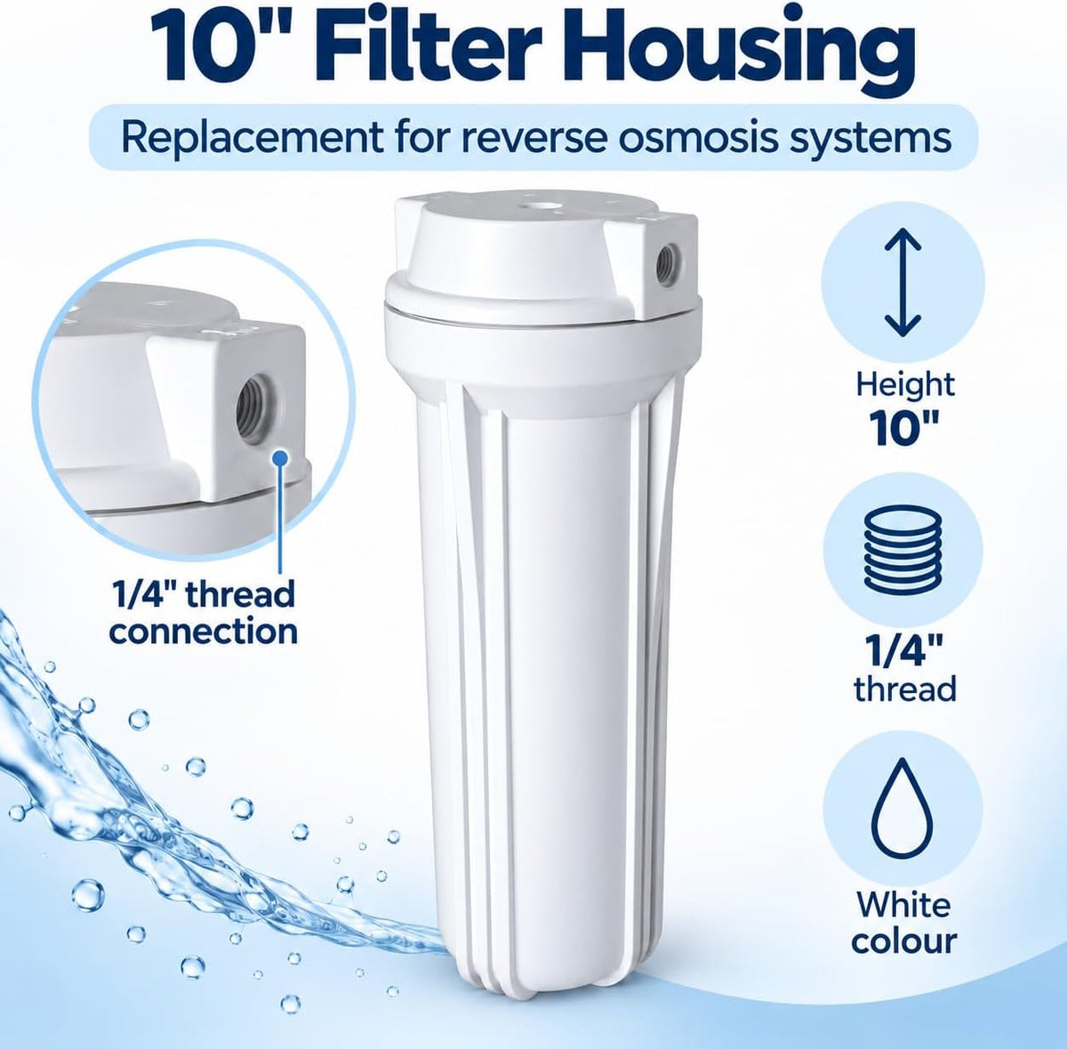 Bbagua GS530145 Reverse Osmosis Filter Housing White 10"