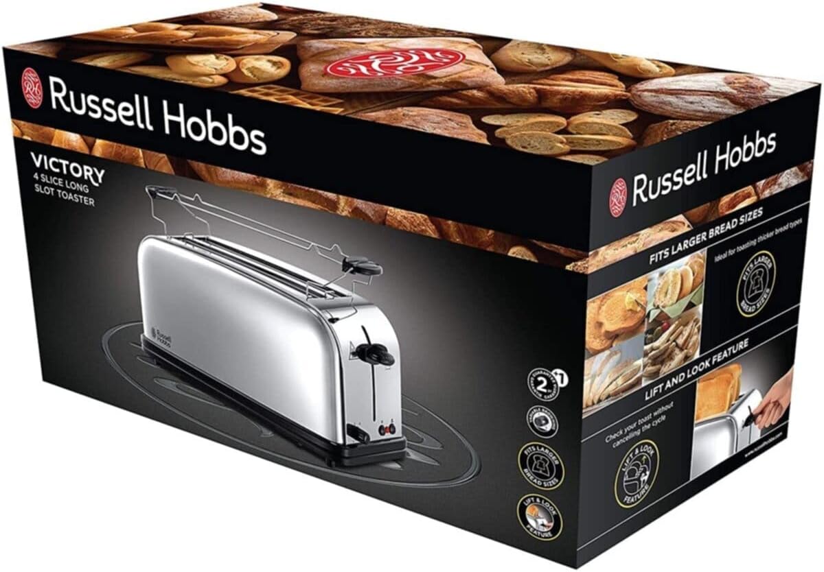 Russell Hobbs Victory 2-Slot Stainless Steel Toaster with Wide Slots
