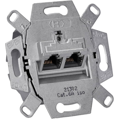 Rutenbeck Cat.6A ISO 8/8 Up 0 Flush-Mount 2-Port Wall Plate