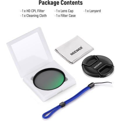NEEWER Ultra Thin 67mm Circular Polarizing Filter with Lens Cap