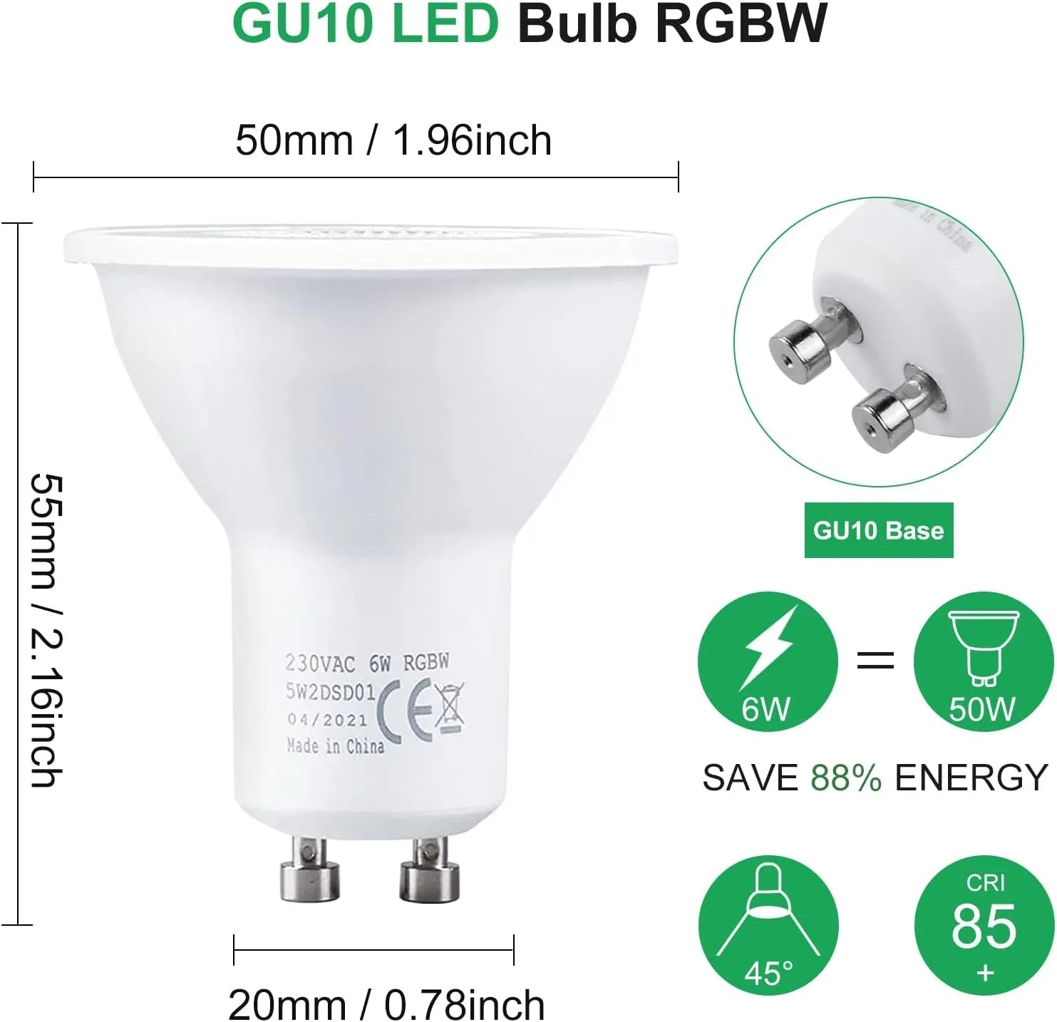 REYLAX GU10 LED Color Changing 6W Dimmable RGB Bulb 4-Pack - Gomix Brands Outlet
