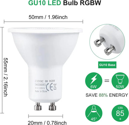 REYLAX GU10 LED Color Changing 6W Dimmable RGB Bulb 4-Pack - Gomix Brands Outlet