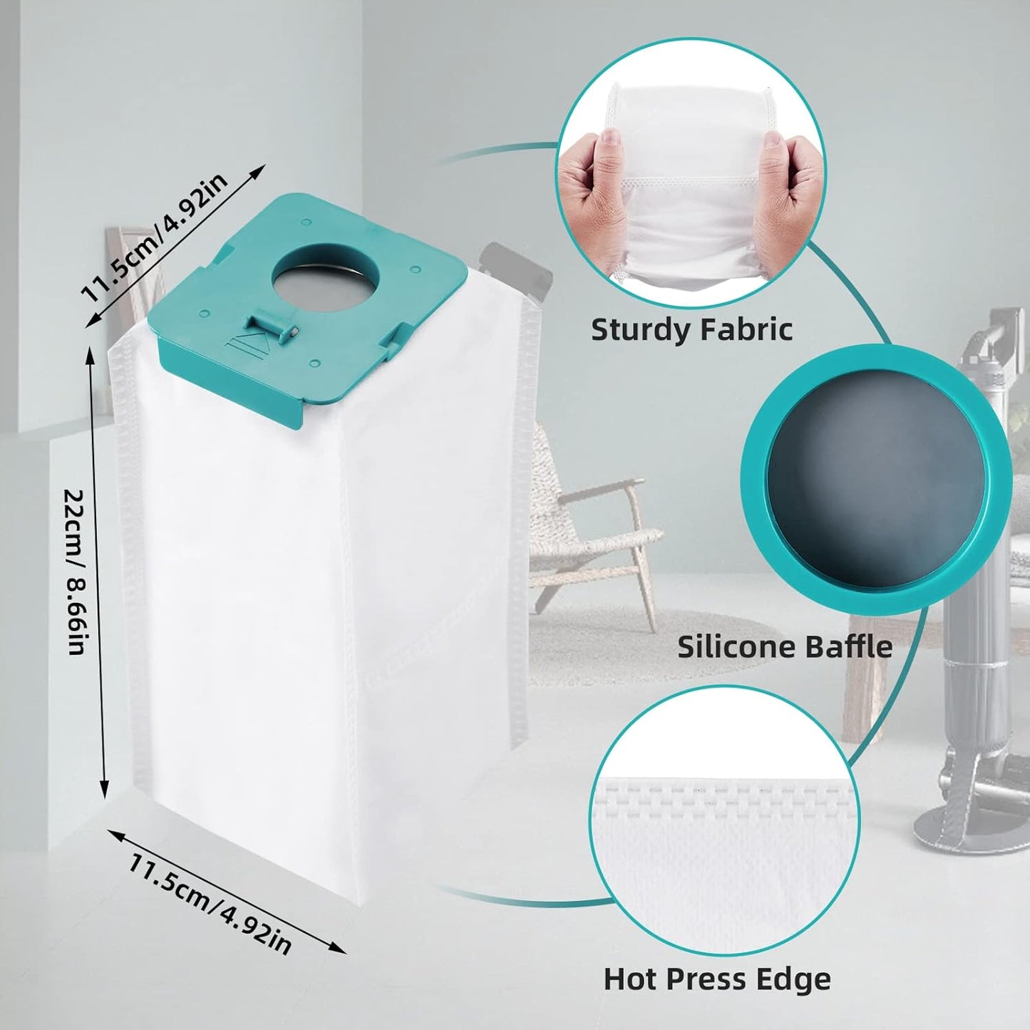 12-Pack VCA-ADB953 Dust Bags for Samsung Bespoke Jet Vacuum