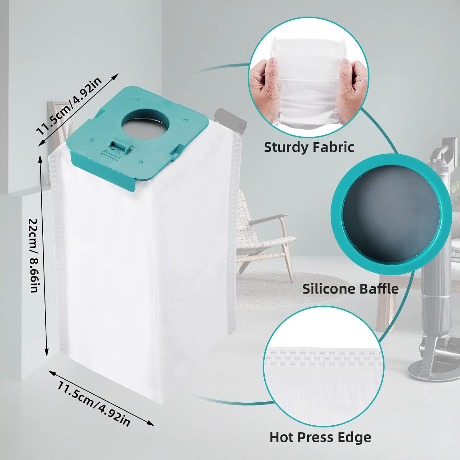 12-Pack VCA-ADB953 Dust Bags for Samsung Bespoke Jet Vacuum