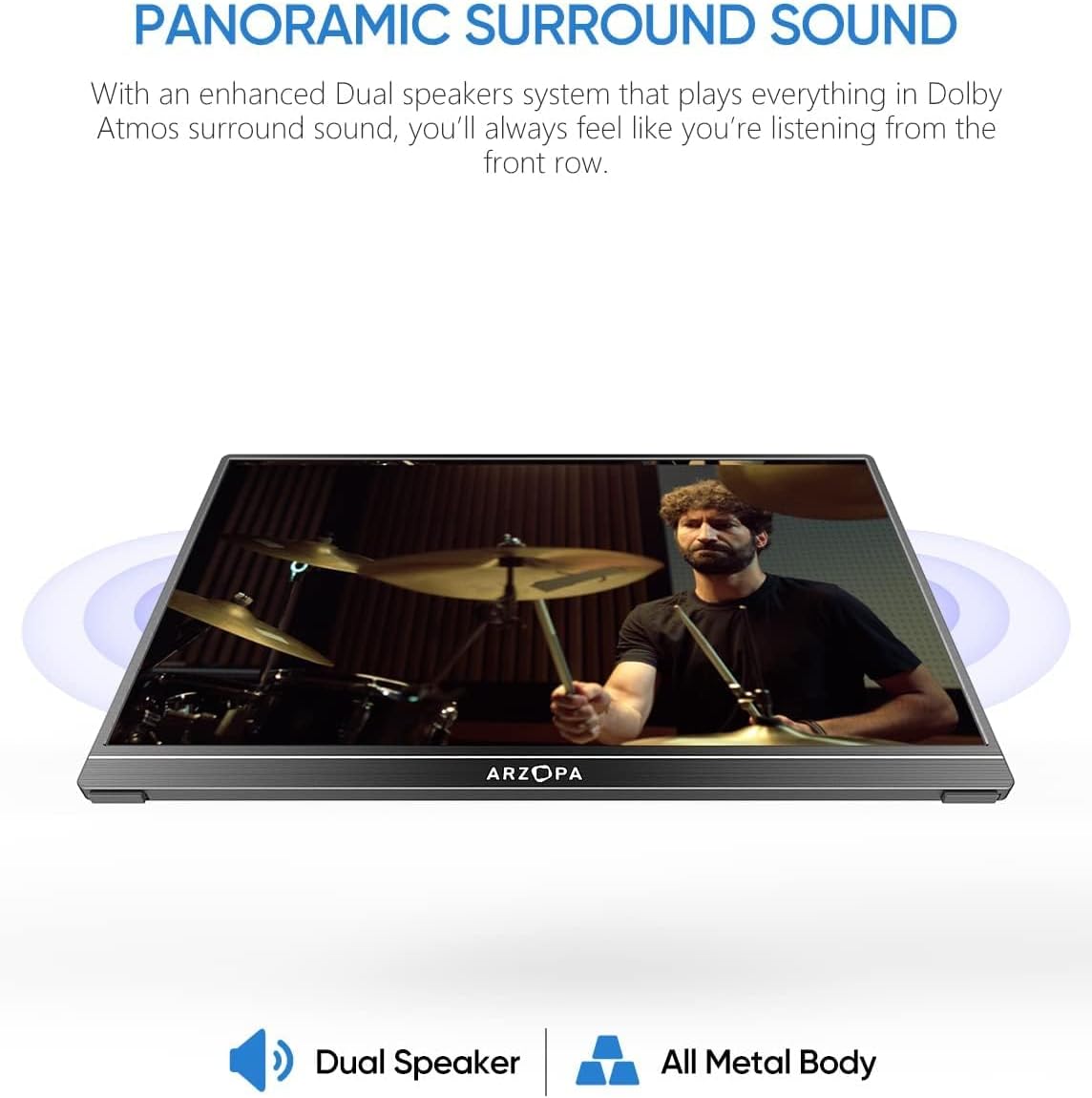 ARZOPA 15.6" Portable FHD Monitor with USB‑C, HDMI, HDR