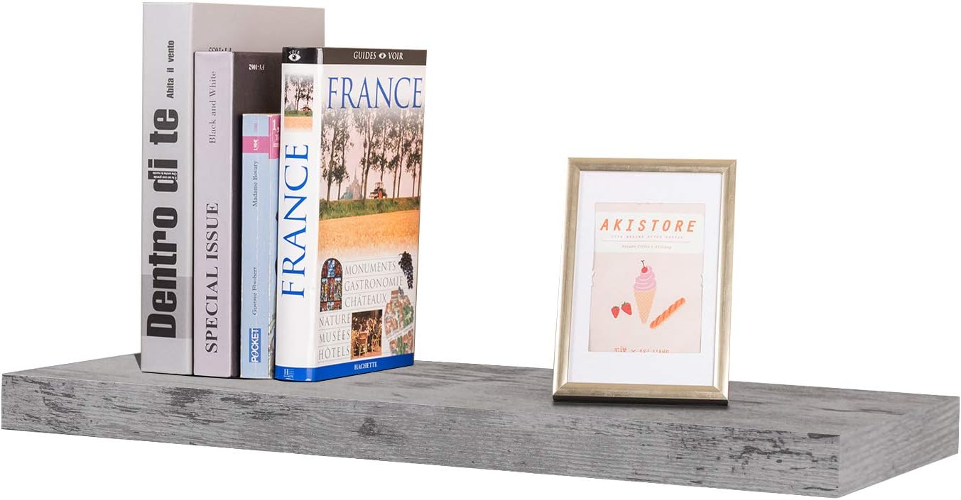 WOLTU Grey Oak Floating Wall Shelf 40cm with 10kg Capacity