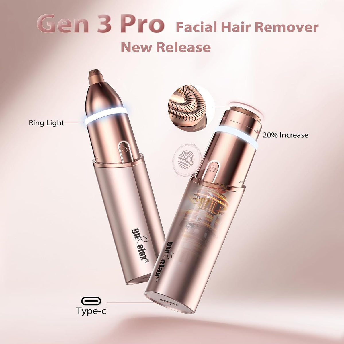 Gurelax 2-in-1 Electric Facial Hair Remover and Eyebrow Trimmer