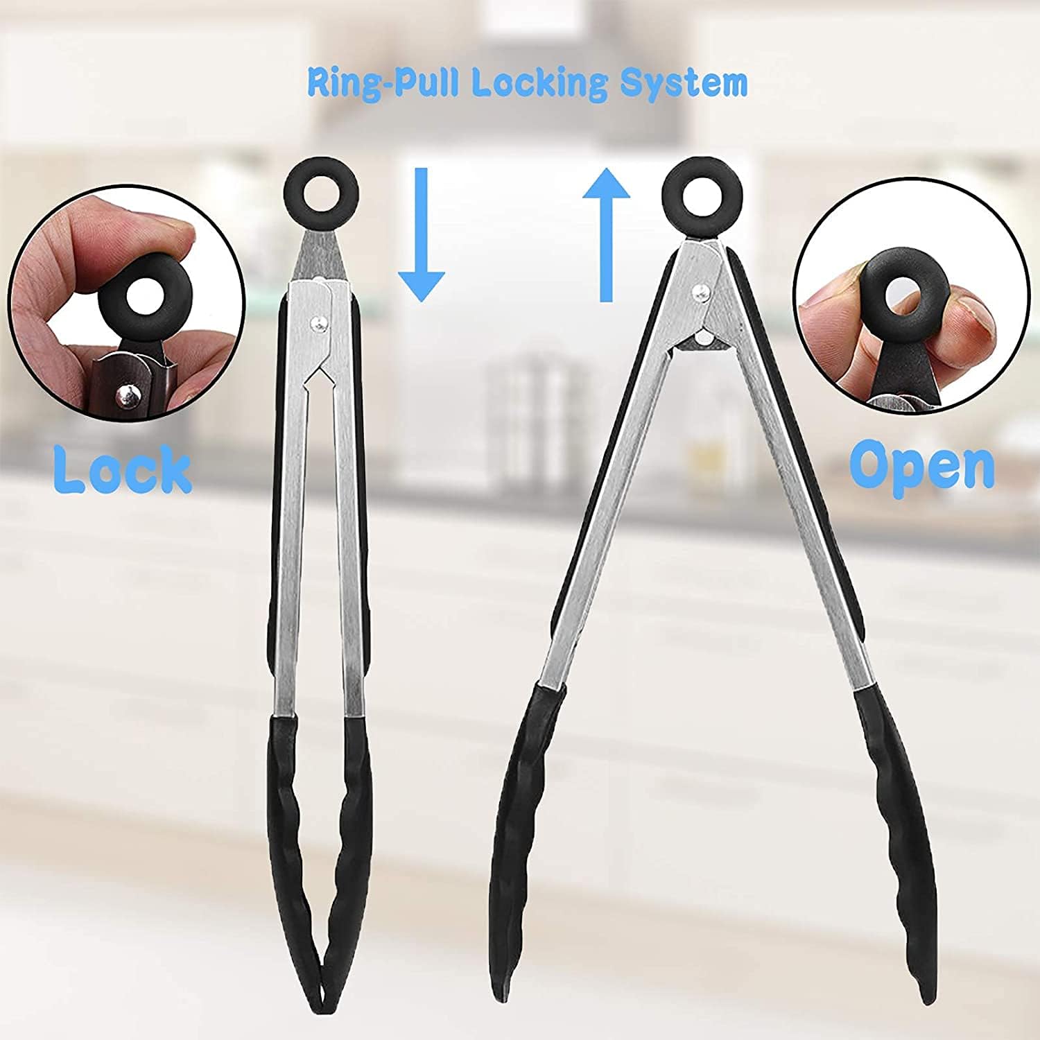 YSTrillion Stainless Steel Silicone Barbecue Tongs 27cm & 34cm
