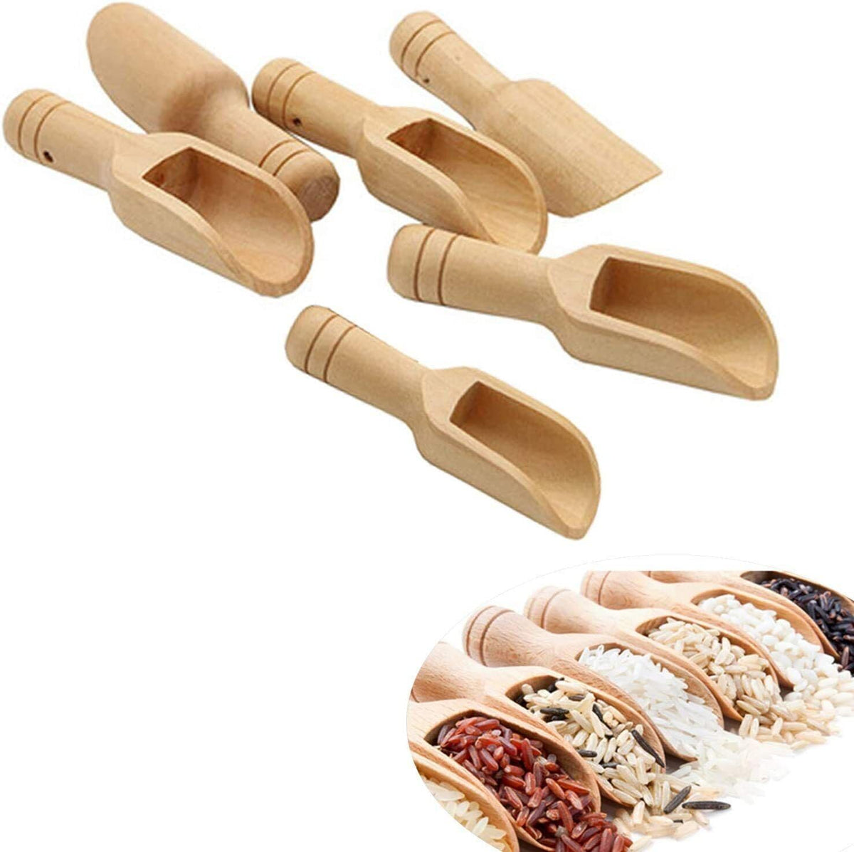 Wooden Mini Scoop Set for Salt Sugar Coffee