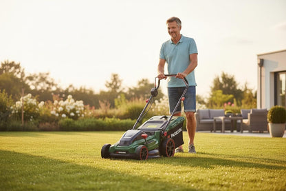 Parkside PRMA 40-Li C1 Akku-Rasenmaeher, 40cm, 2 x 4ah, BRUSHLESS Motor, Doppel Ladegeraet