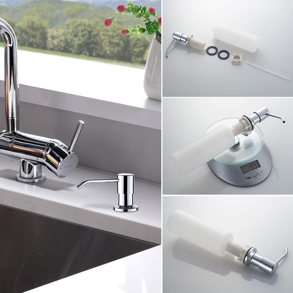 Ibergrif M34027 Kitchen Sink Built-in Soap Dispenser, 400ml Stainless Steel 360° Rotation Nozzle