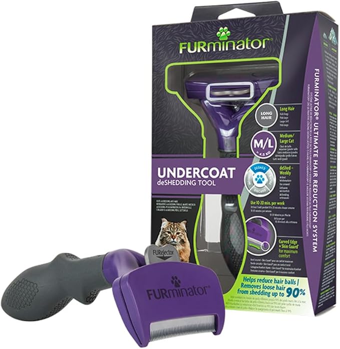 FURminator Long Hair Cat Deshedding Tool- Large Breed Cats