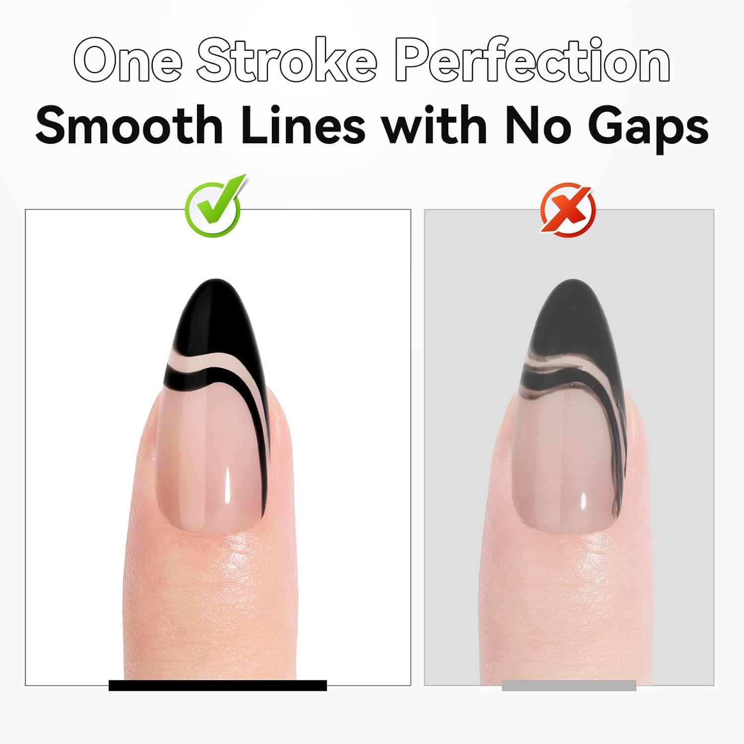 Makartt Pro Gel Nail Liner Set: White & Black, Precision Brush