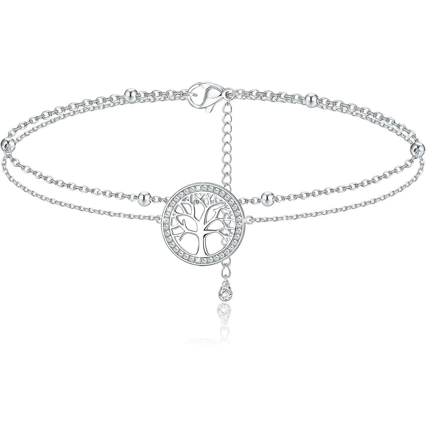 Sterling Silver Dainty Chain Bracelet for Women and Girls Adjustable Gift