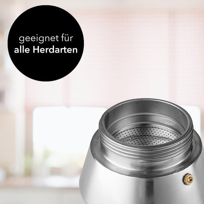 Florina 9‑Cup Stainless Steel Espresso Maker for Induction Hobs