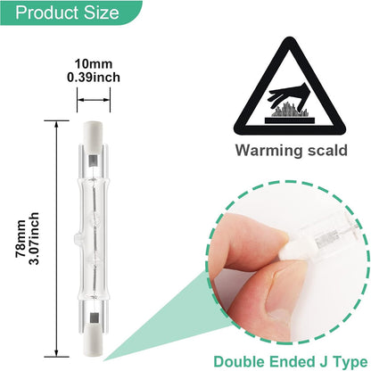 Jaenmsa 5-Pack R7S 78mm 150W Halogen Bulb Dimmable Warm White