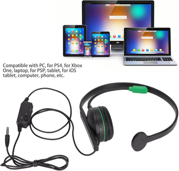 Adjustable Single-Ear Gaming Headset with Noise-Canceling Mic for PC