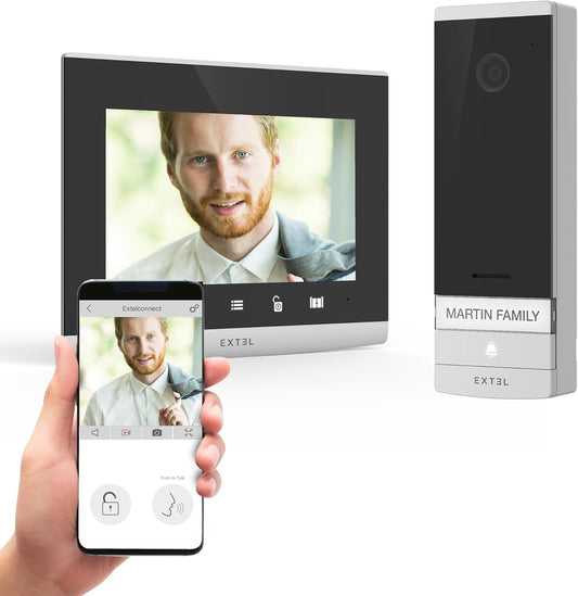 EXTEL Connect 2 Smart Video Door Intercom 7" Touchscreen Monitor with Wi‑Fi, Night Vision, Internal Memory