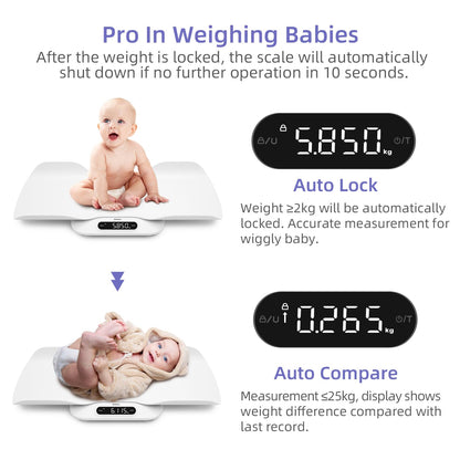 BAGAIL Baby Scale with Removable Tray Automatic Rotating Readings Tare Lock 180 kg
