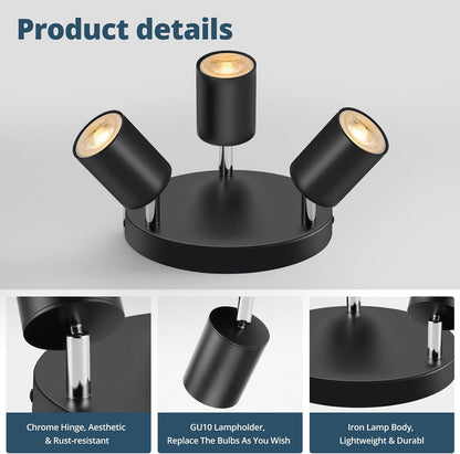 Schiele 60466001 3-Bulb Round GU10 Ceiling Spotlight Black