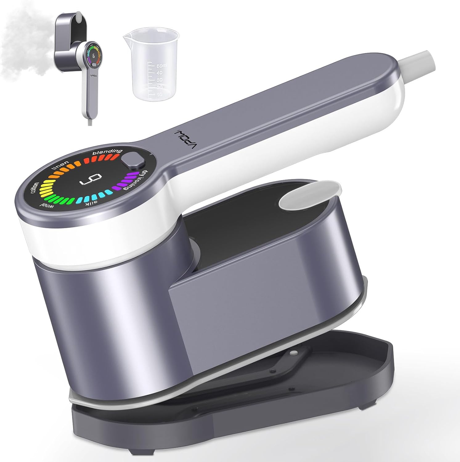 VPOW Travel Iron Handheld Steamer - Compact 1200W Gray Rotating Head