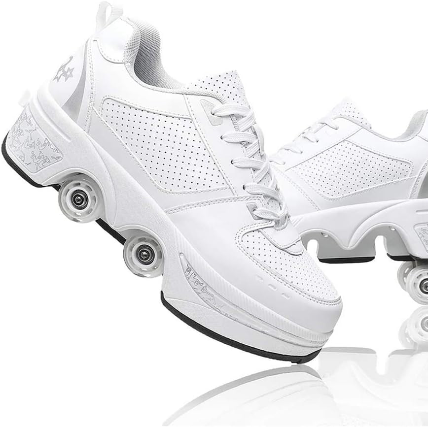 Versatile Retractable Double-Row Roller Skate Shoes for Adults and Kids