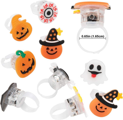Oumers 50-Piece LED Halloween Glow Finger Rings