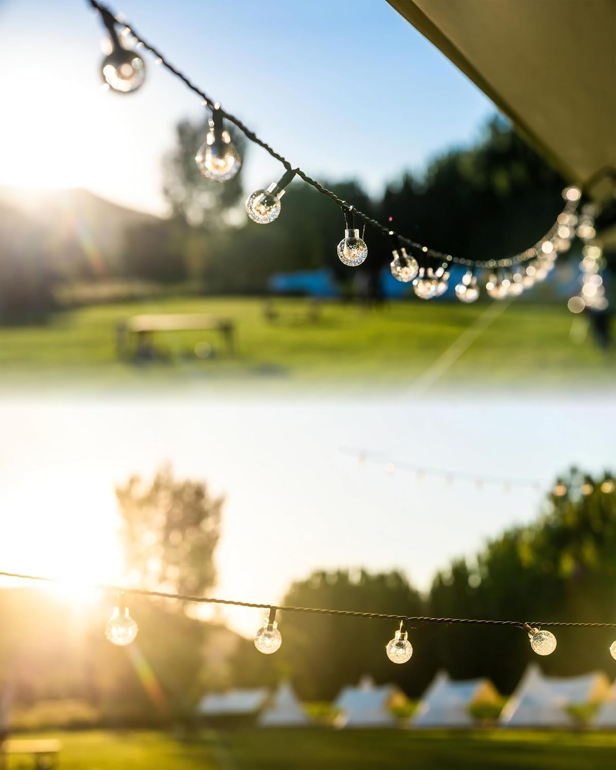 LSLCQW Solar String Lights 60 LED 40ft Crystal Globe 8 Modes IP65 Waterproof Outdoor