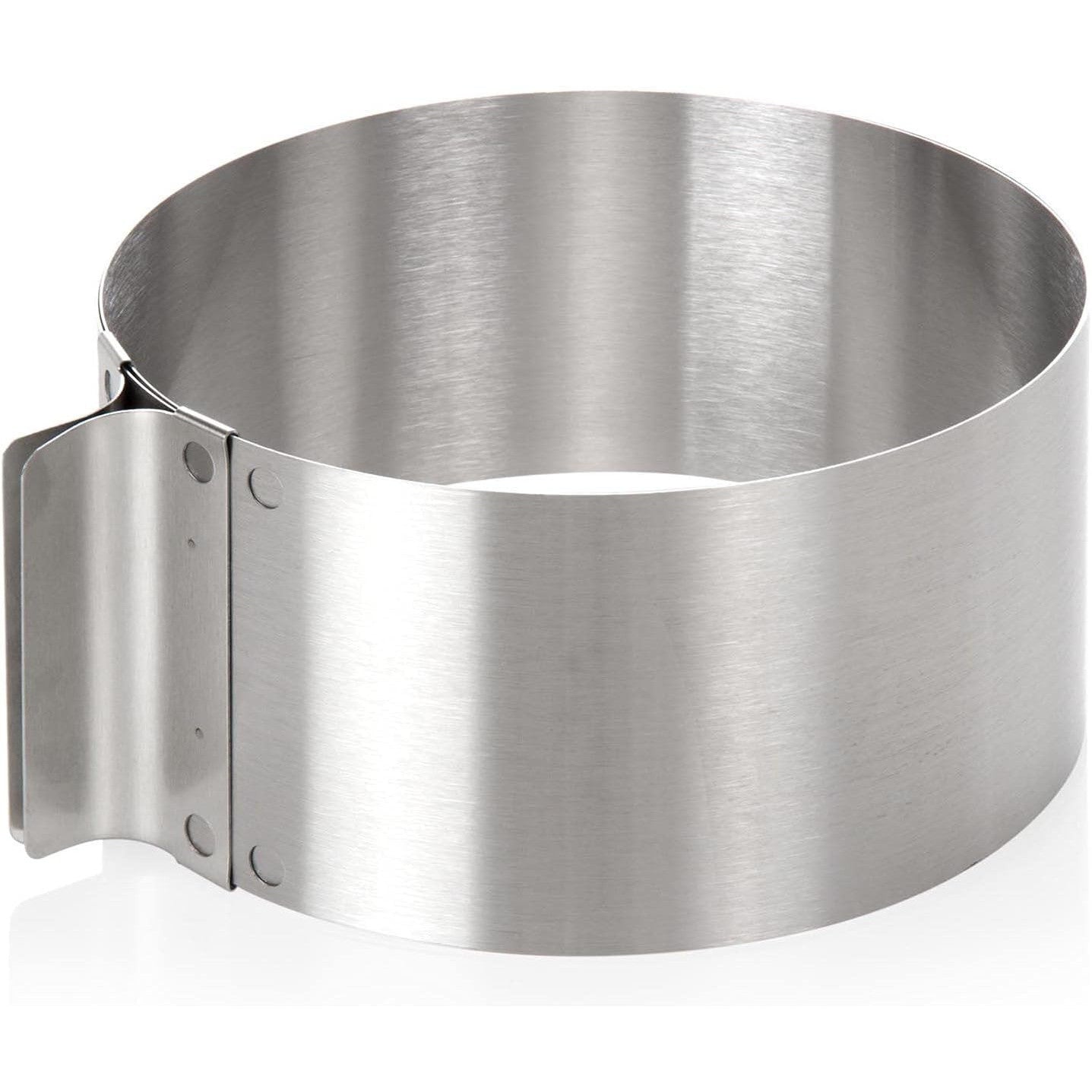 wenco Cake Ring Adjustable 16-30 cm, 8 cm High Stainless Steel Cake Ring, Baking Accessories for Cakes, Heat Resistant up to 180 °C, Rustproof, Silver, Dishwasher Safe