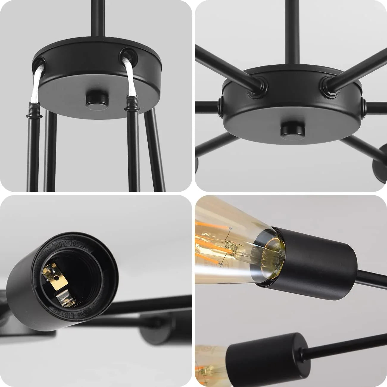 ANWIO Black 4-Way Sputnik Ceiling Light Modern Fixture - Gomix Brands Outlet