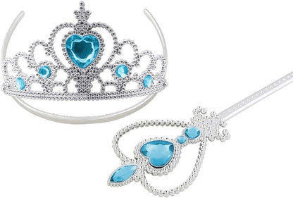 Vicloon Princess Dress-Up Set with Elsa Crown, Wand, Gloves